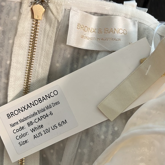 🎉HP! 🎉 ✨NWT✨ Bronx and Banco Mademoiselle Bridal Midi Dress in White - Picture 11 of 11